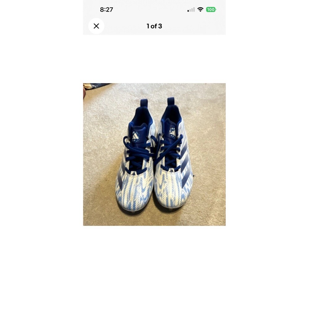 Adidas Adizero Electric II 2 White Blue Football Soccer Cleats Size 5 Youth EUC